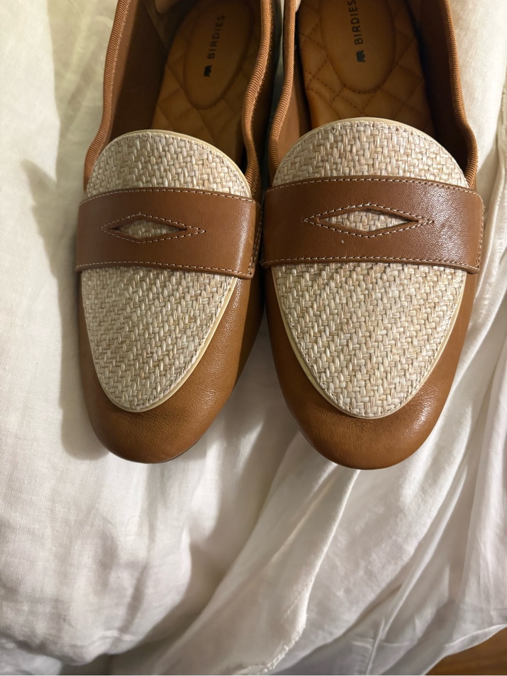 Birdies women’s & Cream Woven Penny Loafers